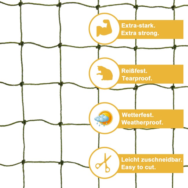 6m×3m olive cat safety net extreme tear proof and bite resistant 30mm mesh size 6a