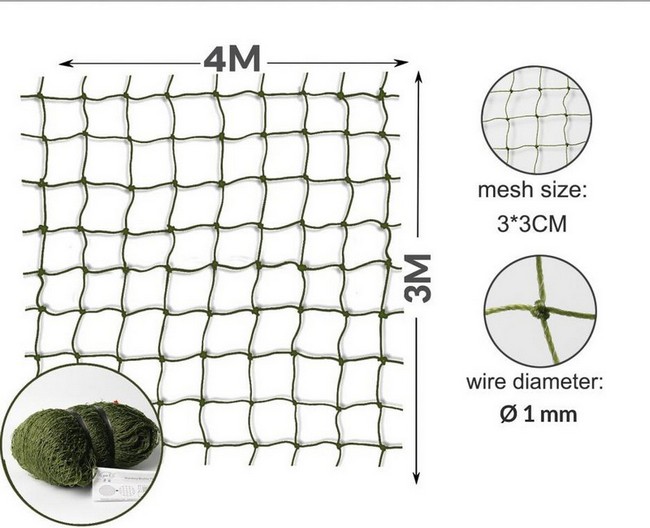 4m×3m olive cat safety net extreme tear proof and bite resistant 30mm mesh size 6