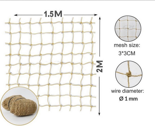 2m×1.5m stone cat netting extreme tear proof and bite resistant 30mm mesh size 6a
