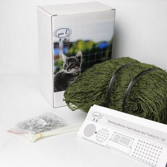 3m×2m olive cat safety net extreme tear proof and bite resistant 30mm mesh size 9