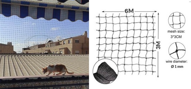 6m×3m cat protection net extreme tear proof and bite resistant 30mm mesh size 6a