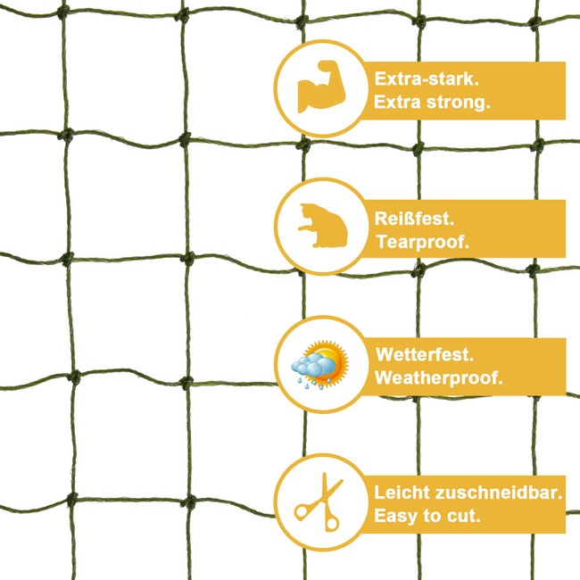 6m×3m olive cat safety net extreme tear proof and bite resistant 30mm mesh size 6a