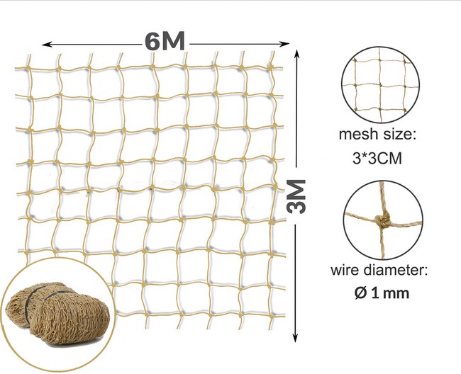 6m×3m stone cat safety net extreme tear proof and bite resistant 30mm mesh size 8