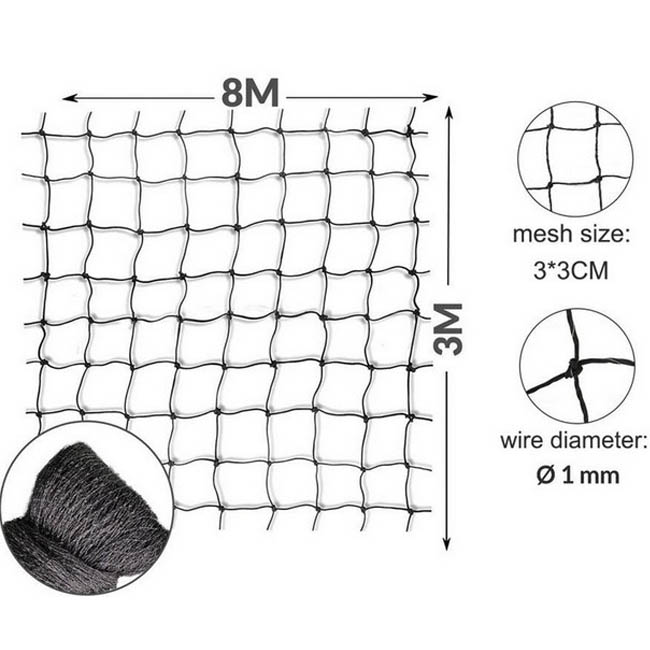 8m×3m cat protection net extreme tear proof and bite resistant 30mm mesh size 6