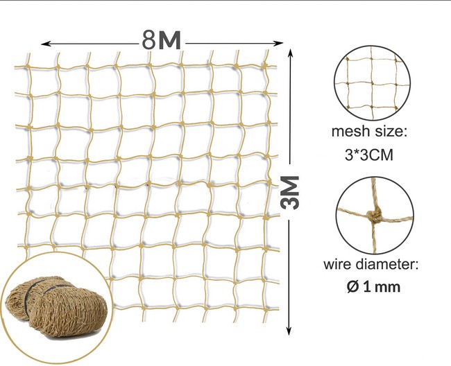 8m×3m stone cat safety net extreme tear proof and bite resistant 30mm mesh size 6